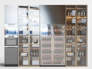 现代轻奢玻璃柜门的酒柜3d模型 现代轻奢玻璃柜门的酒柜