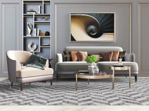 现代轻奢多人单人沙发茶几组合