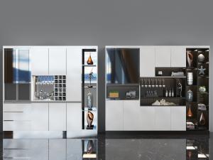 现代白色柜门的酒柜3d模型 现代白色柜门的酒柜