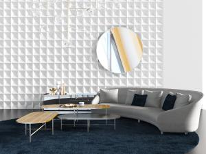 后现代灰色弧形多人沙发茶几组合