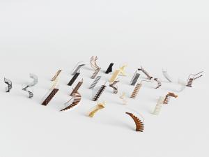 现代玻璃扶手的旋转楼梯3d模型 现代玻璃扶手的旋转楼梯