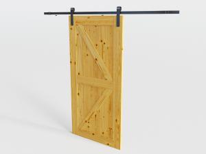 北欧实木带轨道的谷仓推拉门