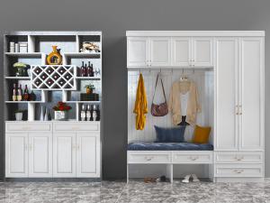 北欧白色实木玄关鞋柜装饰柜