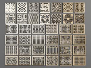 中式方形金属雕花窗格