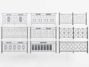现代不锈钢栏杆护栏3d模型 现代不锈钢栏杆护栏