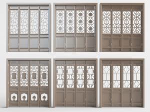 中式实木窗格门扇平开门