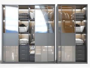 现代玻璃推拉门的衣柜