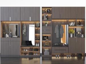 现代实木玄关装饰鞋柜