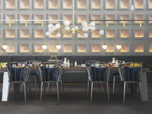 北欧餐厅超长卡座餐桌椅组合