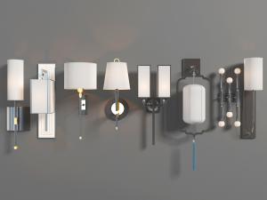 中式方形、圆柱形灯罩的壁灯