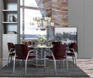 现代圆形餐桌椅组合