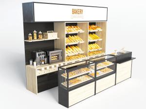 现代甜品店面包食物展示柜货架3d模型 现代甜品店面包食物展示柜货架