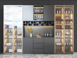 现代玻璃柜门的酒柜3d模型 现代玻璃柜门的酒柜