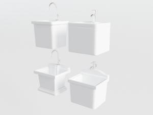 现代白色陶瓷洗手台洗手盆3d模型 现代白色陶瓷洗手台洗手盆