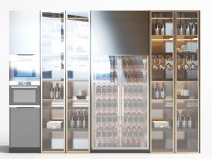现代玻璃柜门的酒柜保鲜柜3d模型 现代玻璃柜门的酒柜保鲜柜