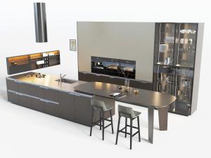 现代高反射柜体的橱柜酒柜吧台吧椅3d模型 现代高反射柜体的橱柜酒柜吧台吧椅