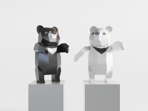 现代卡通几何熊雕塑雕刻