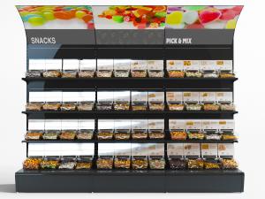 现代黑色食物糖果货架展柜