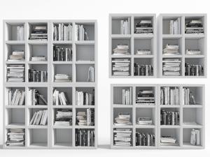 现代白色实木方格书柜