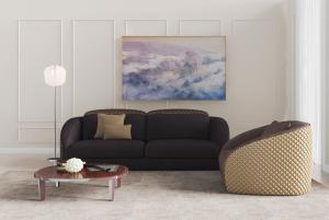 简欧布艺双人单人沙发茶几组合