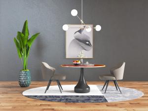 现代圆形餐桌椅组合