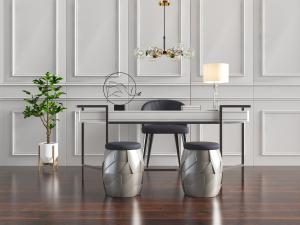 新中式书桌椅组合鼓凳3d模型 新中式书桌椅组合鼓凳