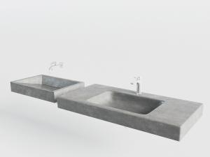 工业风水泥洗手台洗手盆3d模型 工业风水泥洗手台洗手盆
