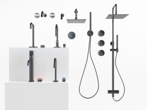 现代黑色金属淋浴花洒3d模型 现代黑色金属淋浴花洒