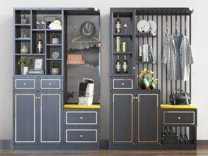 新中式黑式实木鞋柜