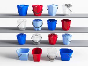 现代彩色透明的塑料桶