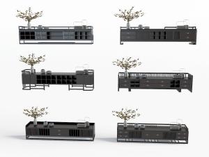 中式黑色实木电视柜