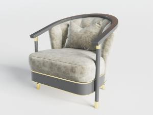 新中式布艺休闲沙发椅子