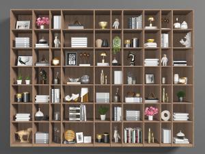 北欧实木开放式装饰储物柜