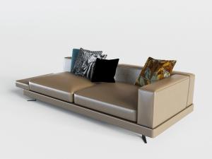 新中式皮革多人沙发3d模型 新中式皮革多人沙发