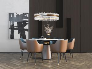 后现代圆形餐桌椅组合