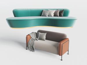 后现代弧形多人沙发3d模型 后现代弧形多人沙发