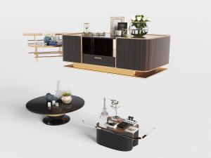 现代轻奢圆形方形茶几