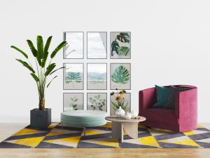 北欧单人沙发茶几3d模型 北欧单人沙发茶几