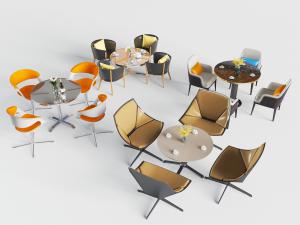 现代圆形商务桌椅组合