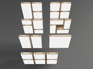现代方形拼接吸顶灯3d模型 现代方形拼接吸顶灯