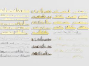 现代都市建筑群墙饰挂件