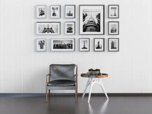 北欧休闲椅子茶几照片墙