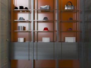 现代橙色背景的衣帽收纳架