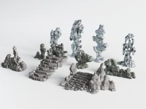 中式园林假山石头台阶