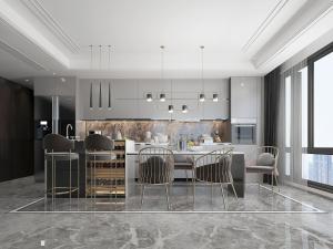 现代轻奢餐厅厨房水吧台