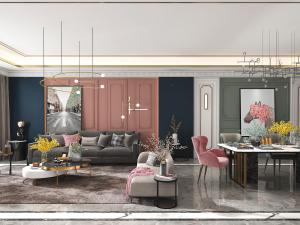 现代轻奢客厅餐厅