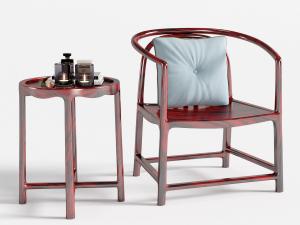 新中式红色圈椅茶几