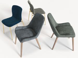 北欧实木支架布艺休闲椅子