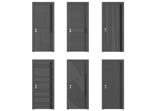 现代实木灰黑色单扇平开门