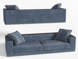 现代灰蓝色多人沙发3d模型 现代灰蓝色多人沙发